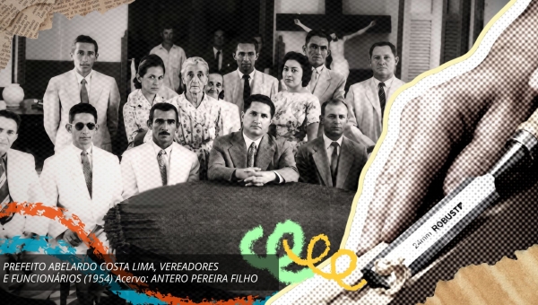 PREFEITO ABELARDO COSTA LIMA, VEREADORES  E FUNCIONÁRIOS (1954) . Acervo: ANTERO PEREIRA FILHO.